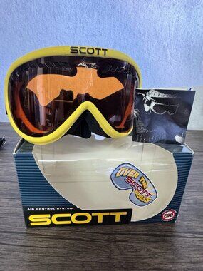 Vintage Scott Heli OTG Ski Goggles Yellow USA Made